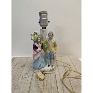 Victorian Couple Lamp Vintage Ceramic 9 3/4" Tall Needs Rewiring